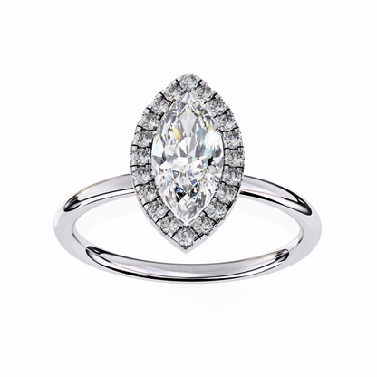 1.00 CTW Marquise-Cut Lab-Grown Diamond Halo Engagement Ring in 14K Two-Tone Gold