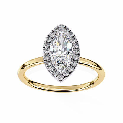 1.00 CTW Marquise-Cut Lab-Grown Diamond Halo Engagement Ring in 14K Two-Tone Gold