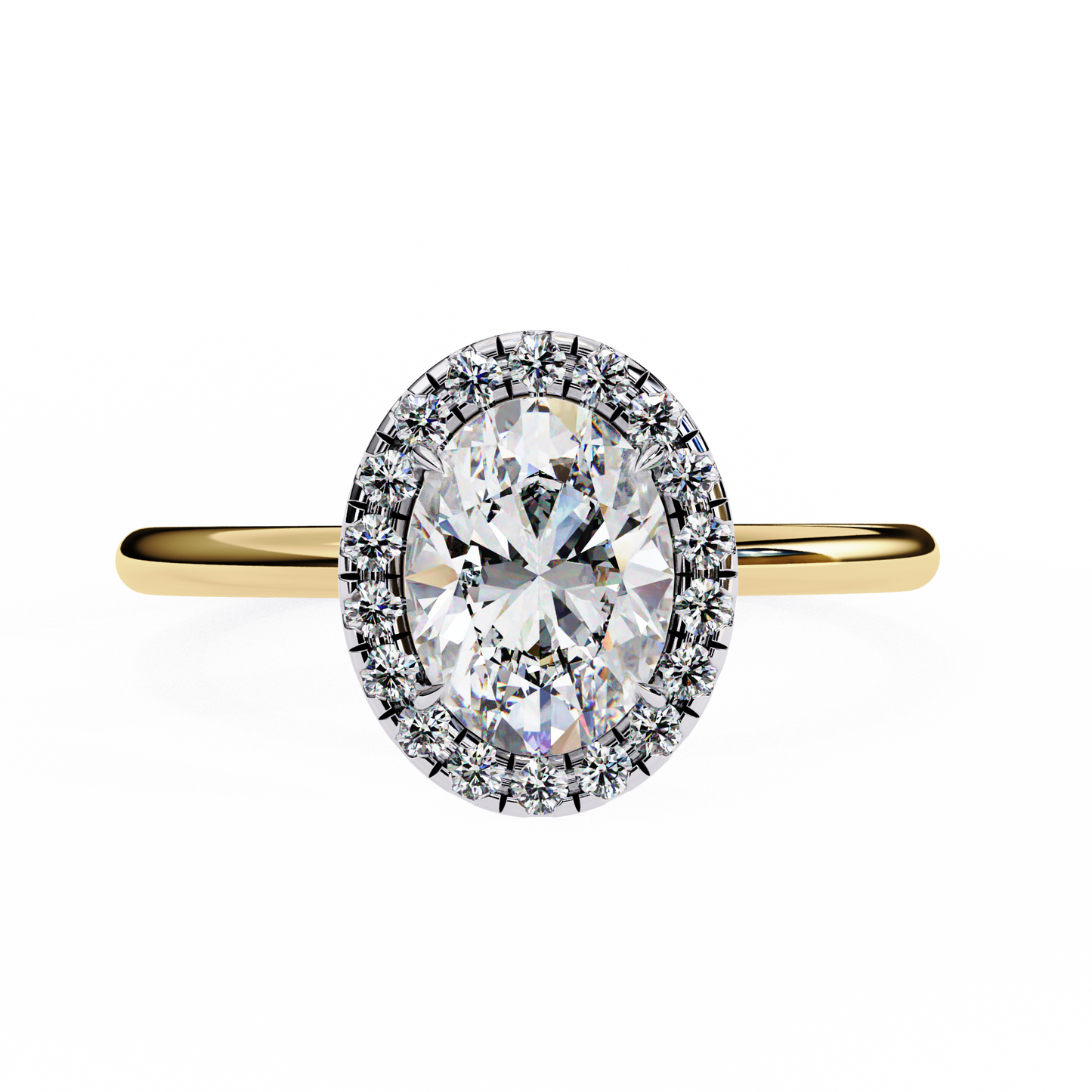 1.24 CTW Oval-Cut Lab-Grown Diamond Halo Engagement Ring in 14K Gold