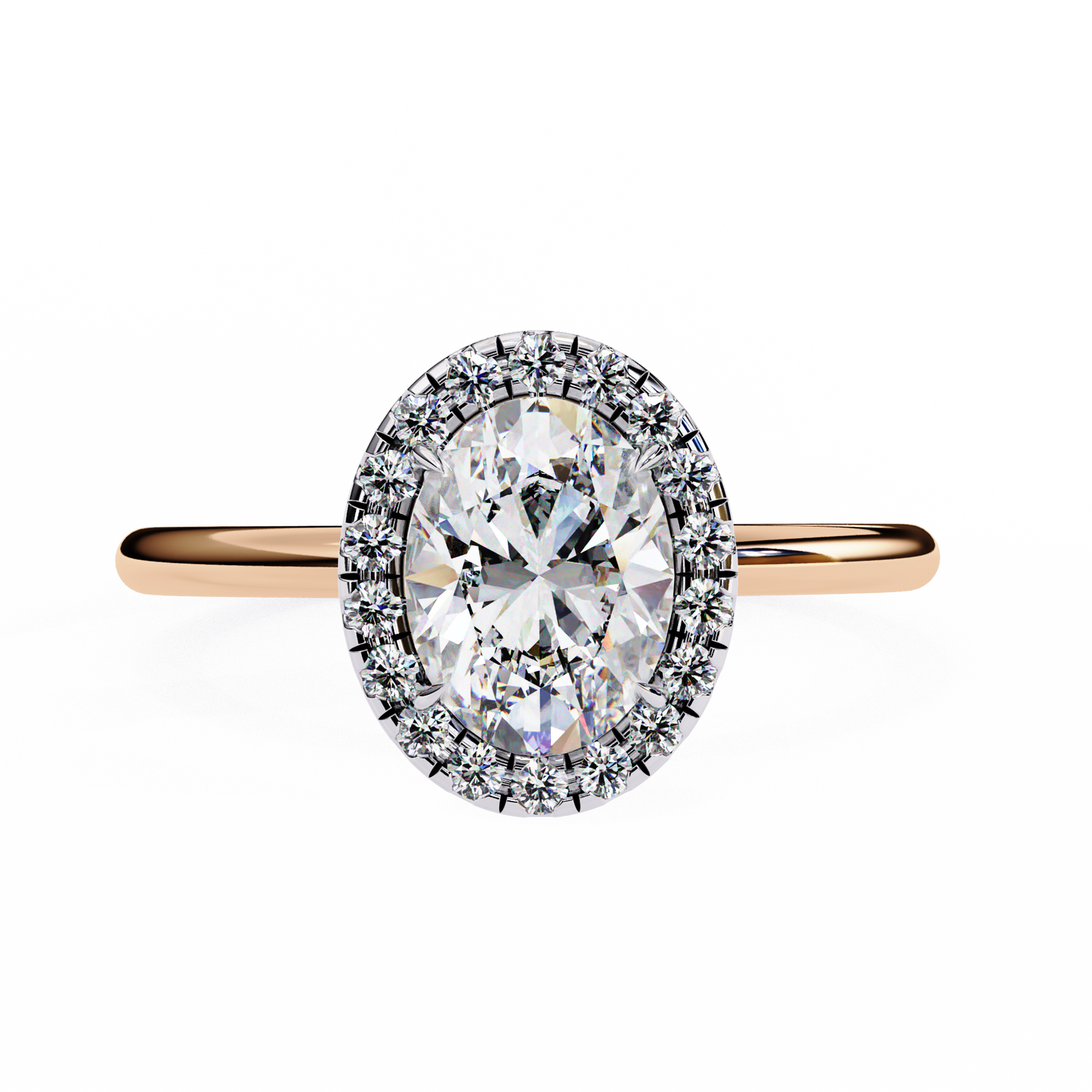 1.24 CTW Oval-Cut Lab-Grown Diamond Halo Engagement Ring in 14K Gold