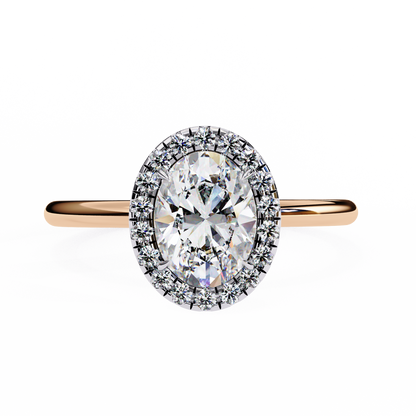 1.24 CTW Oval-Cut Lab-Grown Diamond Halo Engagement Ring in 14K Gold