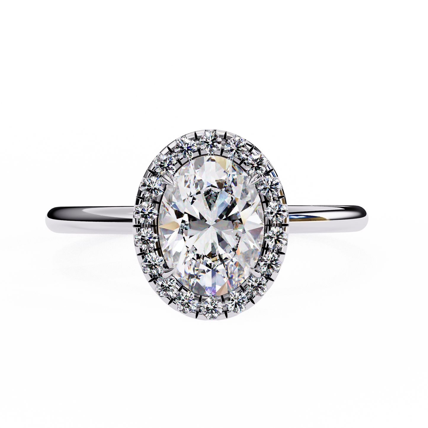 1.24 CTW Oval-Cut Lab-Grown Diamond Halo Engagement Ring in 14K Gold