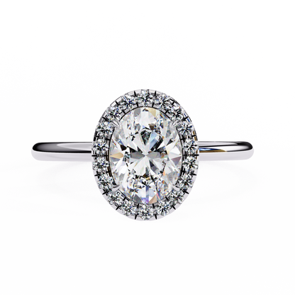 1.24 CTW Oval-Cut Lab-Grown Diamond Halo Engagement Ring in 14K Gold