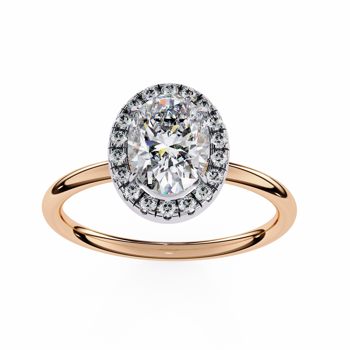 1.24 CTW Oval-Cut Lab-Grown Diamond Halo Engagement Ring in 14K Gold