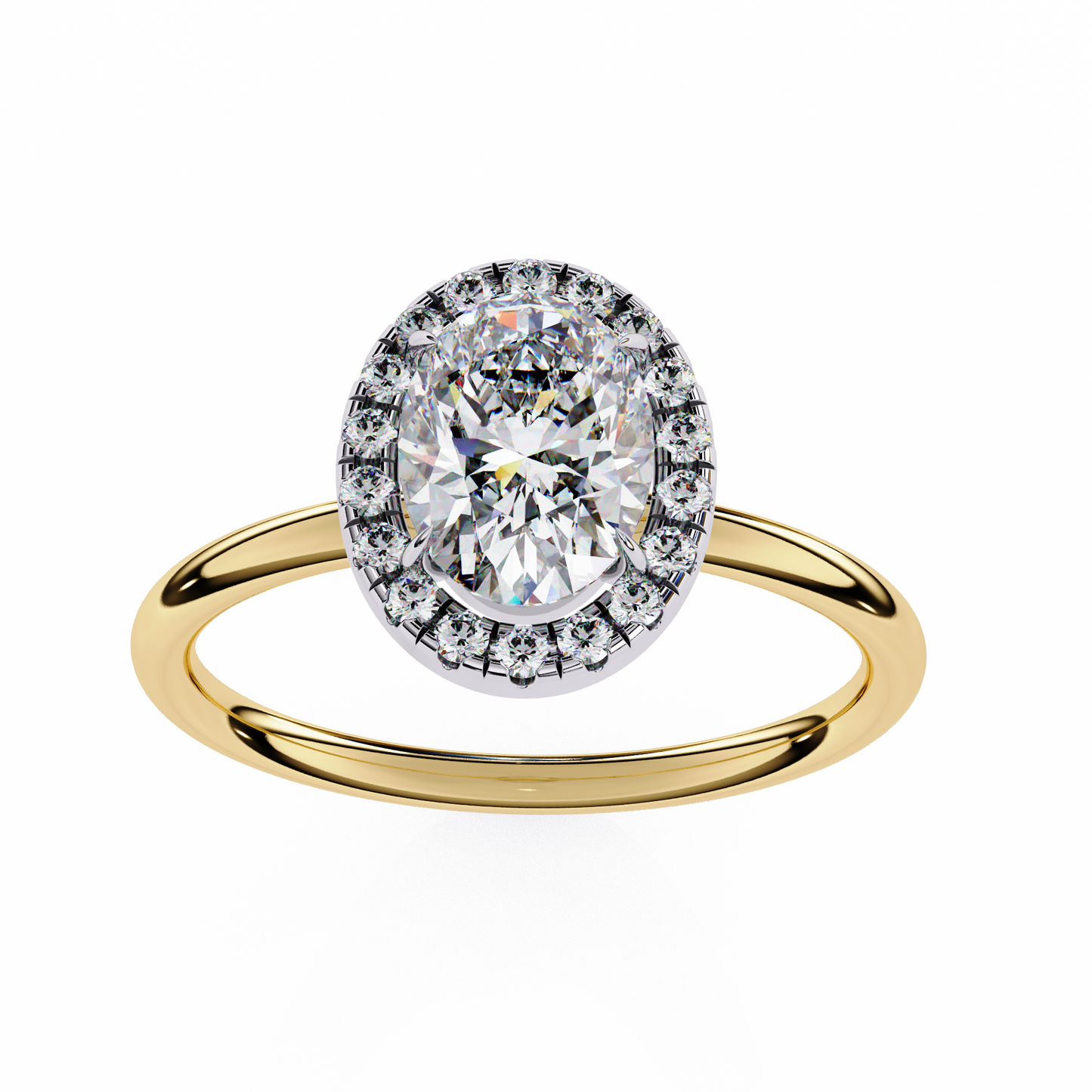 1.24 CTW Oval-Cut Lab-Grown Diamond Halo Engagement Ring in 14K Gold