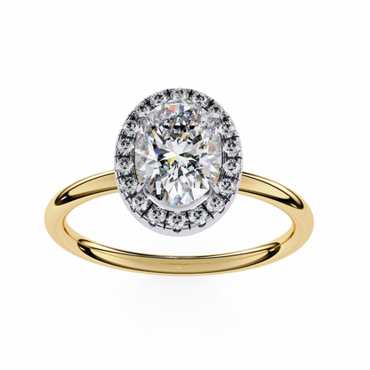 1.24 CTW Oval-Cut Lab-Grown Diamond Halo Engagement Ring in 14K Gold