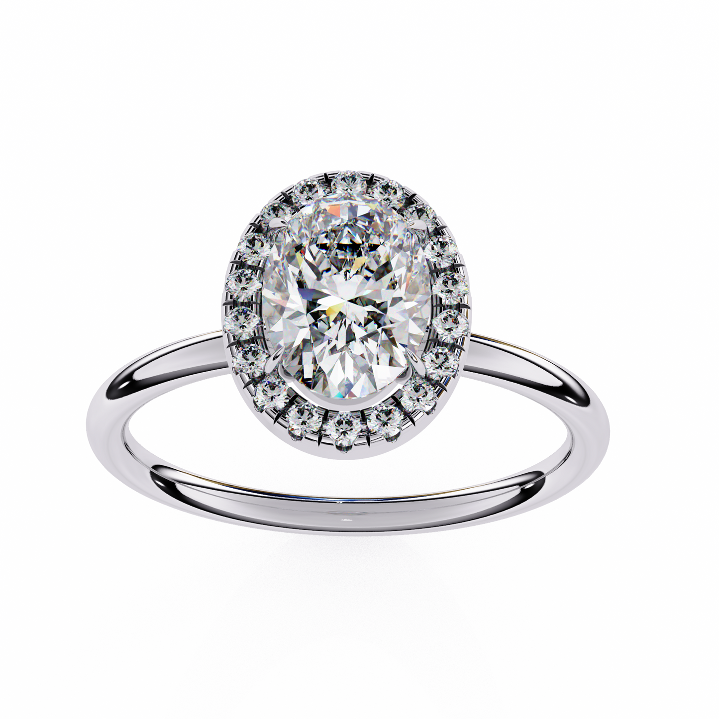 1.24 CTW Oval-Cut Lab-Grown Diamond Halo Engagement Ring in 14K Gold