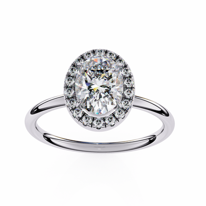 1.24 CTW Oval-Cut Lab-Grown Diamond Halo Engagement Ring in 14K Gold