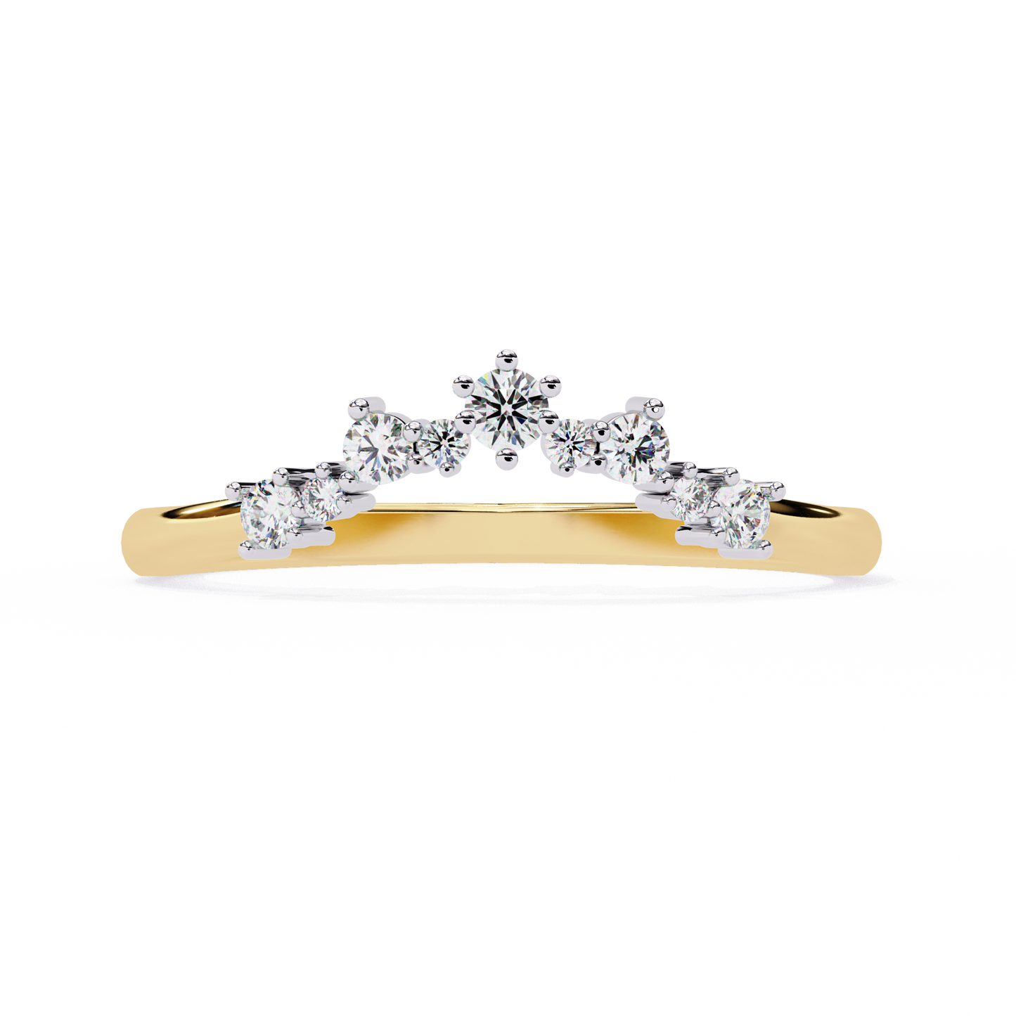 0.25 CTW Graduated Crown Lab Grown Diamond Curved Wedding Band In 14K Gold
