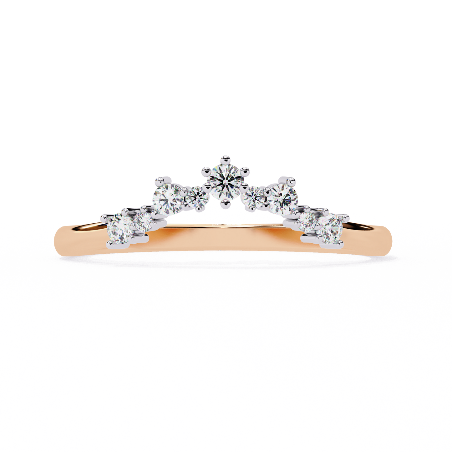 0.25 CTW Graduated Crown Lab Grown Diamond Curved Wedding Band In 14K Gold