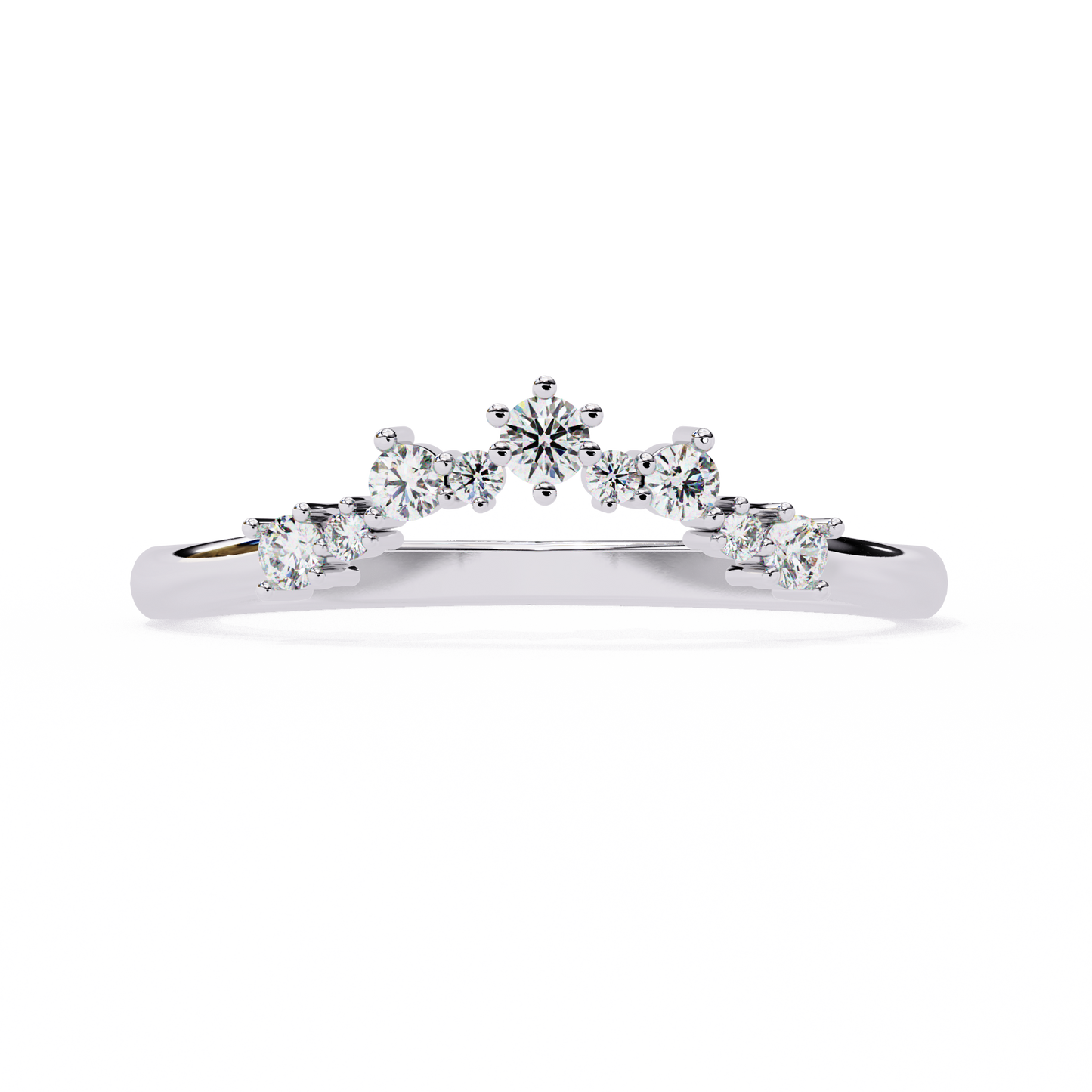 0.25 CTW Graduated Crown Lab Grown Diamond Curved Wedding Band In 14K Gold