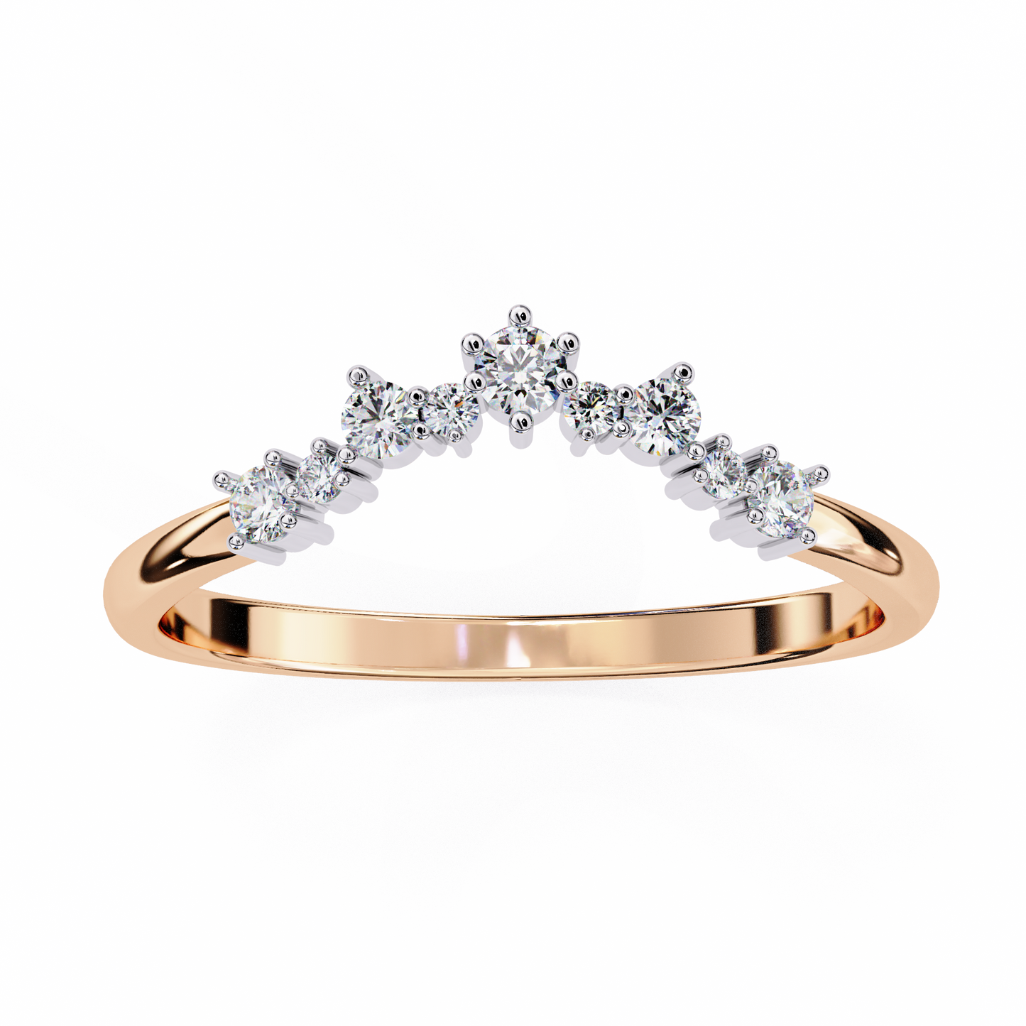 0.25 CTW Graduated Crown Lab Grown Diamond Curved Wedding Band In 14K Gold