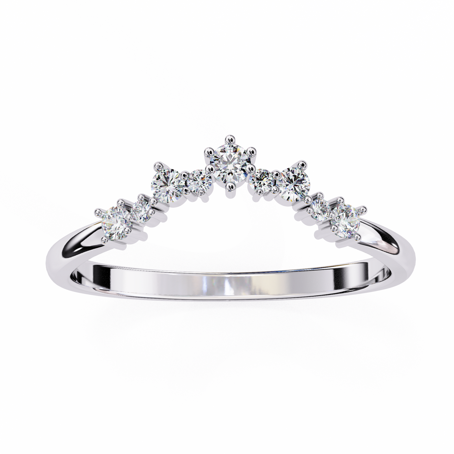 0.25 CTW Graduated Crown Lab Grown Diamond Curved Wedding Band In 14K Gold