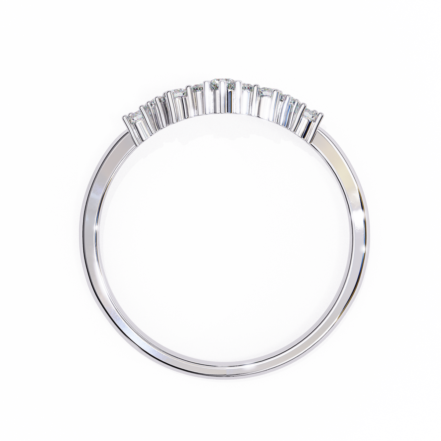 0.25 CTW Graduated Crown Lab Grown Diamond Curved Wedding Band In 14K Gold