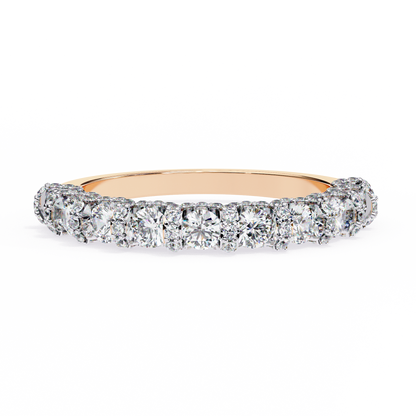 0.93 CTW Round Lab Grown Diamond Halo Link Half Eternity Band In 14K Gold