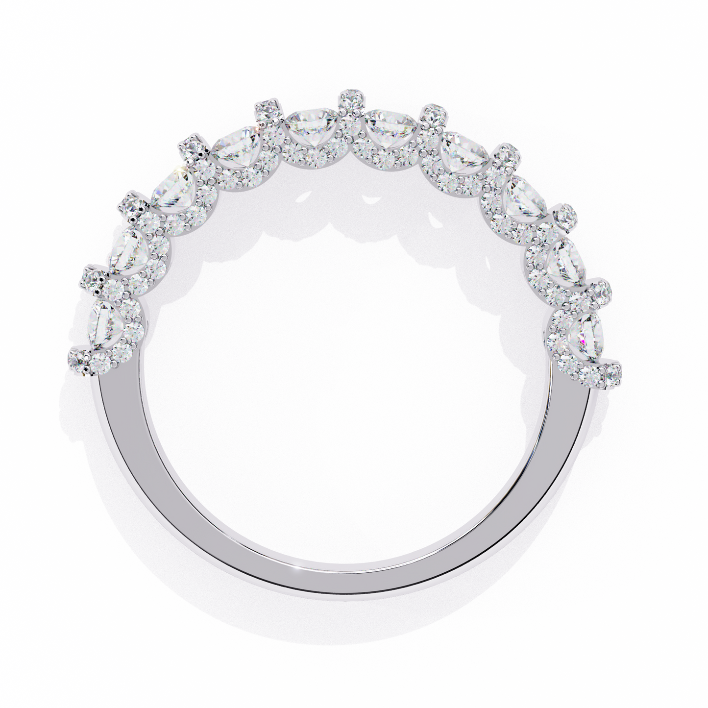 0.93 CTW Round Lab Grown Diamond Halo Link Half Eternity Band In 14K Gold