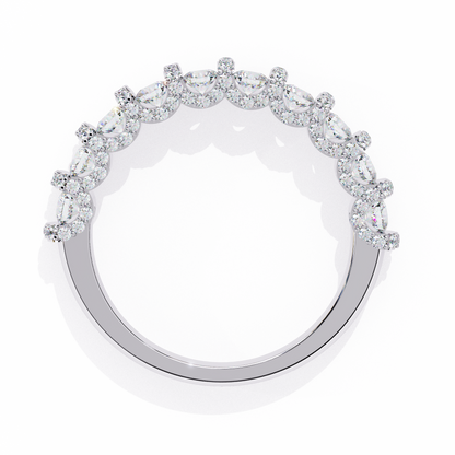0.93 CTW Round Lab Grown Diamond Halo Link Half Eternity Band In 14K Gold