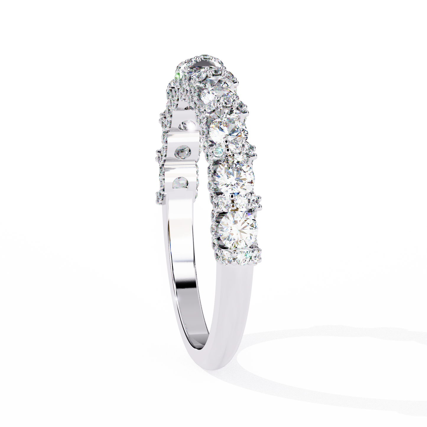 0.93 CTW Round Lab Grown Diamond Halo Link Half Eternity Band In 14K Gold