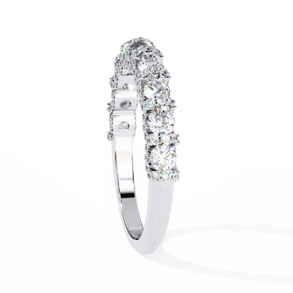 0.93 CTW Round Lab Grown Diamond Halo Link Half Eternity Band In 14K Gold