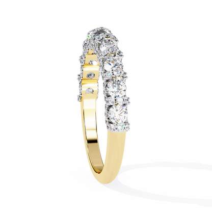 0.93 CTW Round Lab Grown Diamond Halo Link Half Eternity Band In 14K Gold