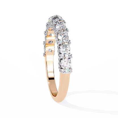 0.93 CTW Round Lab Grown Diamond Halo Link Half Eternity Band In 14K Gold