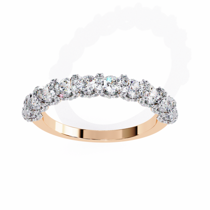 0.93 CTW Round Lab Grown Diamond Halo Link Half Eternity Band In 14K Gold
