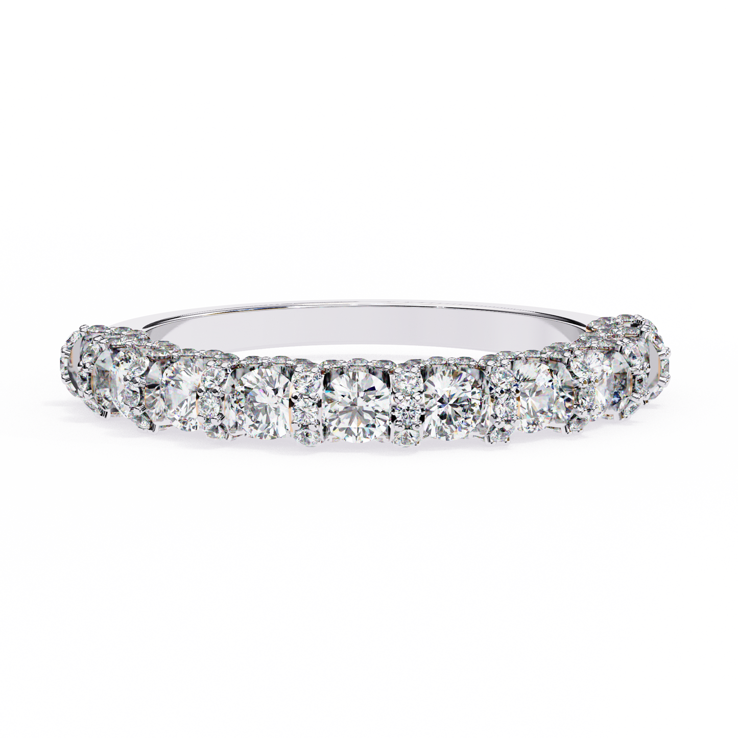 0.93 CTW Round Lab Grown Diamond Halo Link Half Eternity Band In 14K Gold