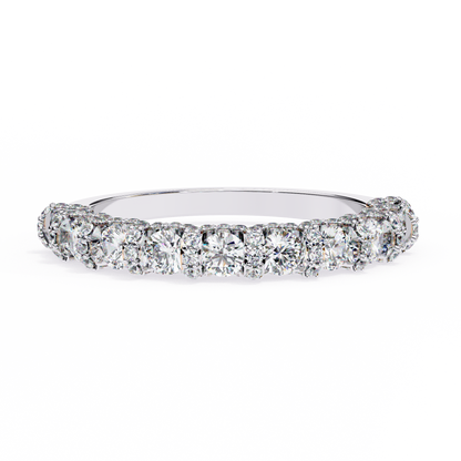 0.93 CTW Round Lab Grown Diamond Halo Link Half Eternity Band In 14K Gold