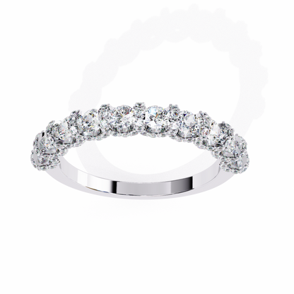 0.93 CTW Round Lab Grown Diamond Halo Link Half Eternity Band In 14K Gold