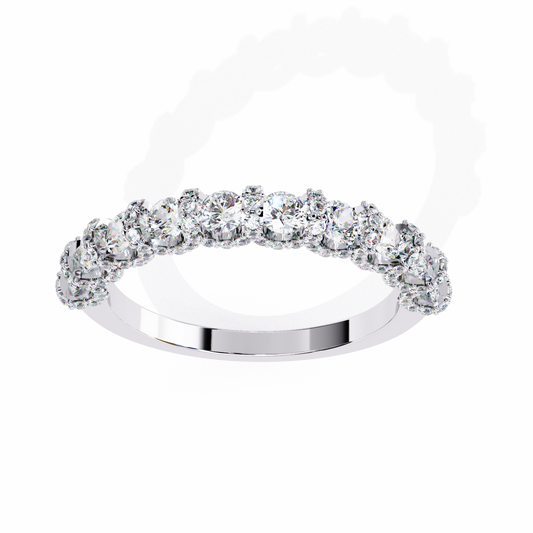 0.93 CTW Round Lab Grown Diamond Halo Link Half Eternity Band In 14K Gold