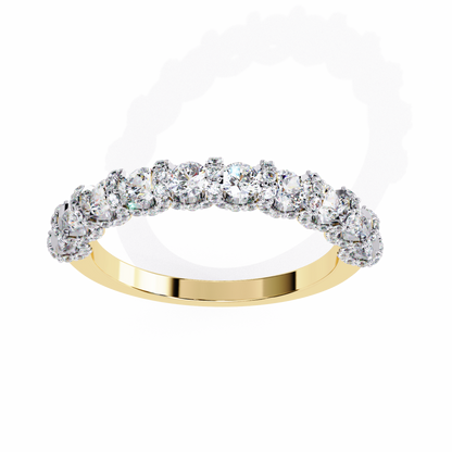 0.93 CTW Round Lab Grown Diamond Halo Link Half Eternity Band In 14K Gold