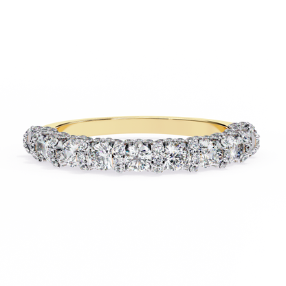 0.93 CTW Round Lab Grown Diamond Halo Link Half Eternity Band In 14K Gold