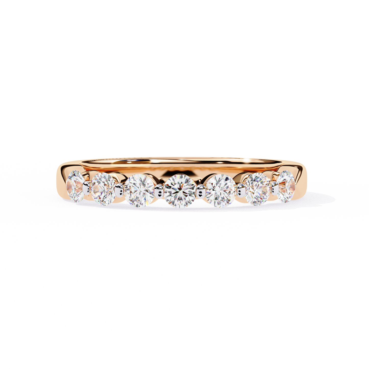 Seven Stone Round Lab Grown Diamond Half Eternity Band 14K Gold 0.52 Ctw