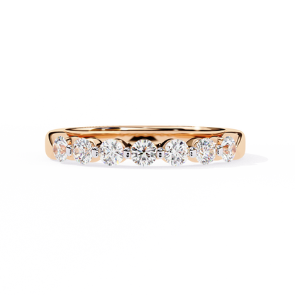 Seven Stone Round Lab Grown Diamond Half Eternity Band 14K Gold 0.52 Ctw