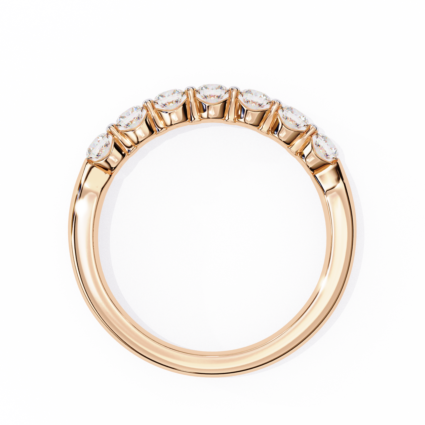 Seven Stone Round Lab Grown Diamond Half Eternity Band 14K Gold 0.52 Ctw
