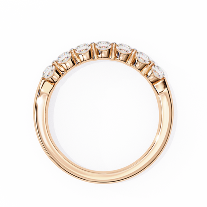 Seven Stone Round Lab Grown Diamond Half Eternity Band 14K Gold 0.52 Ctw
