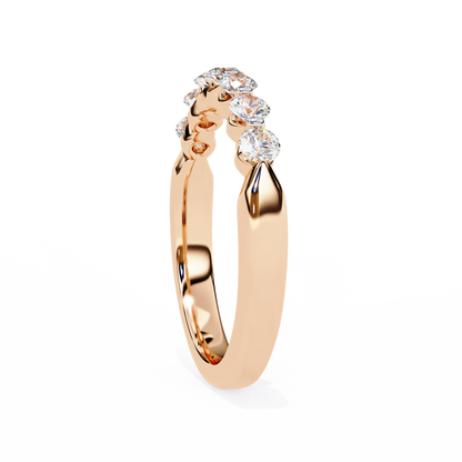 Seven Stone Round Lab Grown Diamond Half Eternity Band 14K Gold 0.52 Ctw