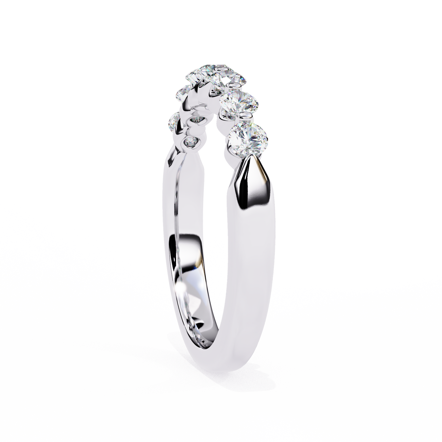 Seven Stone Round Lab Grown Diamond Half Eternity Band 14K Gold 0.52 Ctw