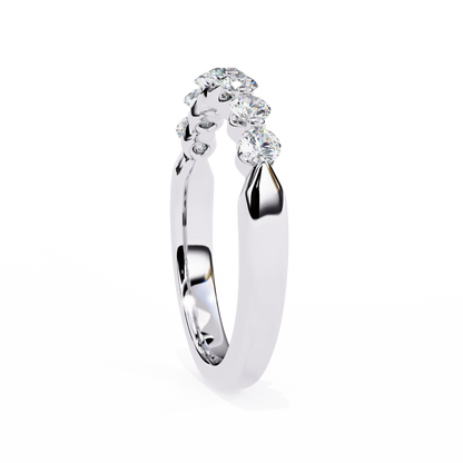 Seven Stone Round Lab Grown Diamond Half Eternity Band 14K Gold 0.52 Ctw