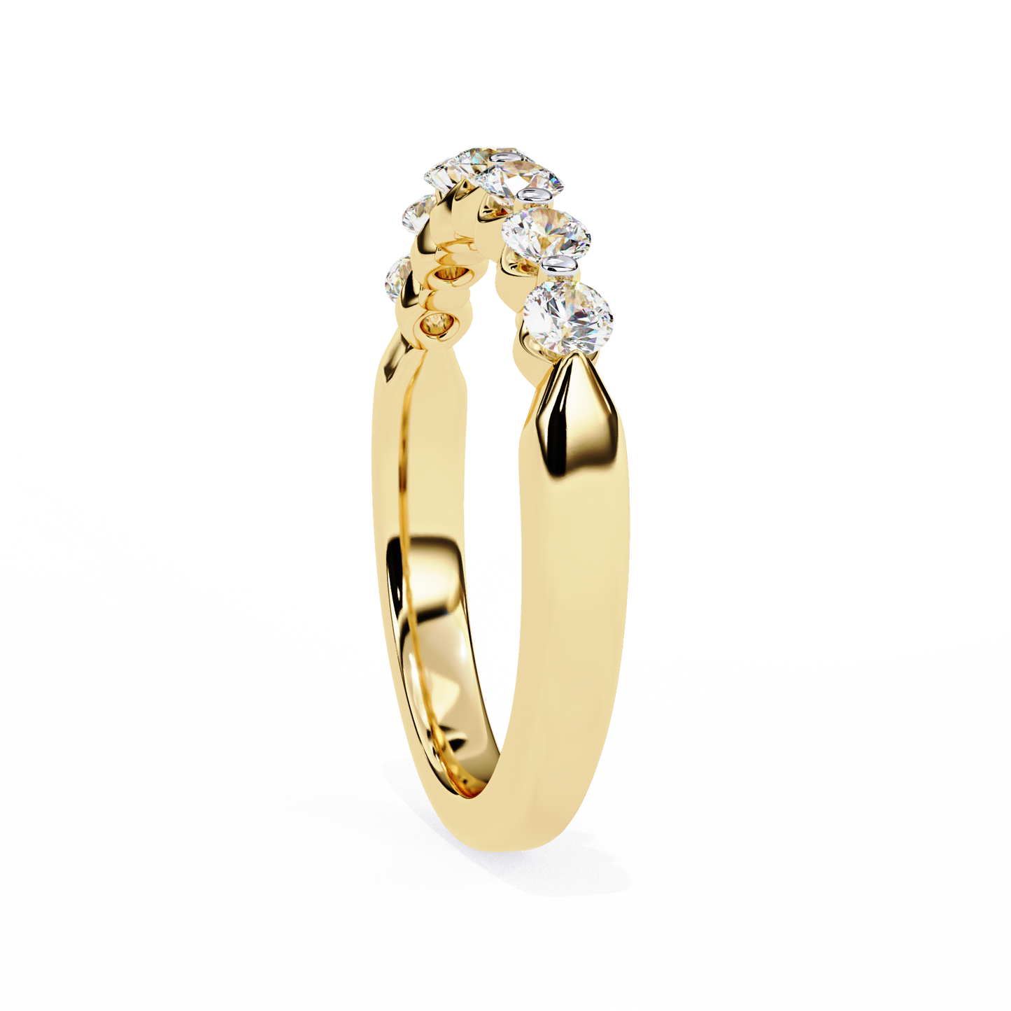 Seven Stone Round Lab Grown Diamond Half Eternity Band 14K Gold 0.52 Ctw