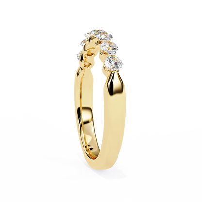 Seven Stone Round Lab Grown Diamond Half Eternity Band 14K Gold 0.52 Ctw
