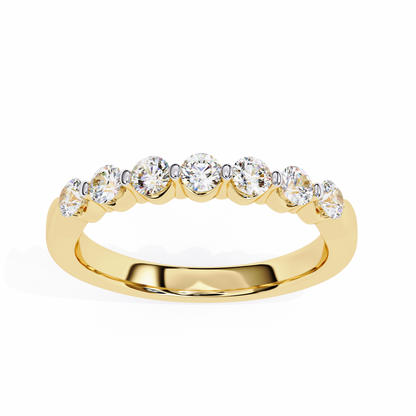 Seven Stone Round Lab Grown Diamond Half Eternity Band 14K Gold 0.52 Ctw