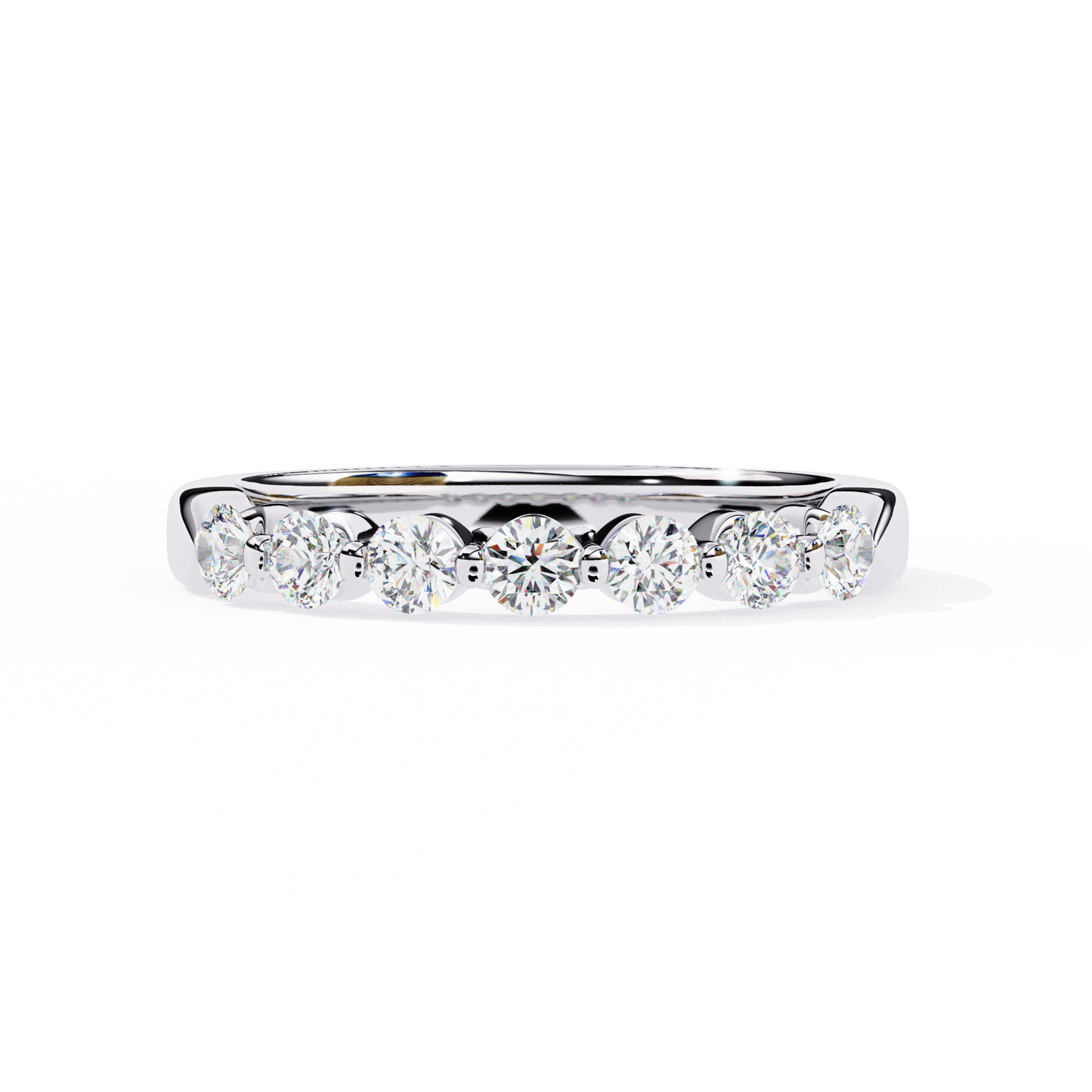 Seven Stone Round Lab Grown Diamond Half Eternity Band 14K Gold 0.52 Ctw