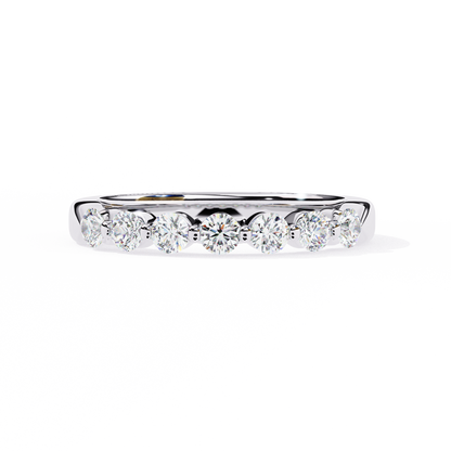 Seven Stone Round Lab Grown Diamond Half Eternity Band 14K Gold 0.52 Ctw