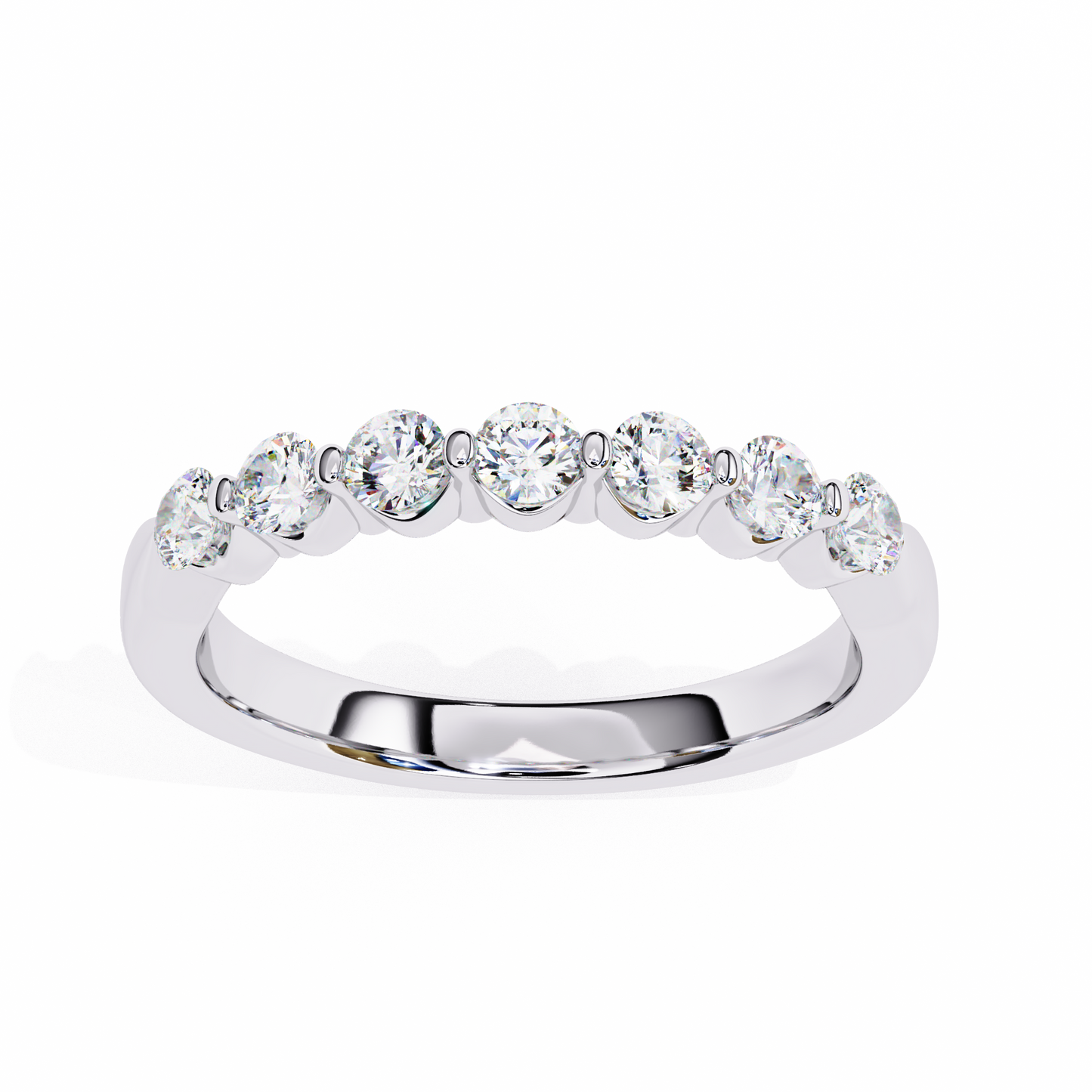 Seven Stone Round Lab Grown Diamond Half Eternity Band 14K Gold 0.52 Ctw