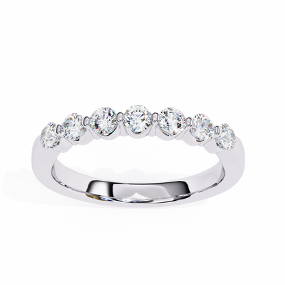 Seven Stone Round Lab Grown Diamond Half Eternity Band 14K Gold 0.52 Ctw
