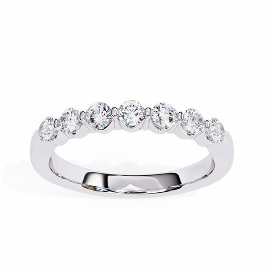 Seven Stone Round Lab Grown Diamond Half Eternity Band 14K Gold 0.52 Ctw