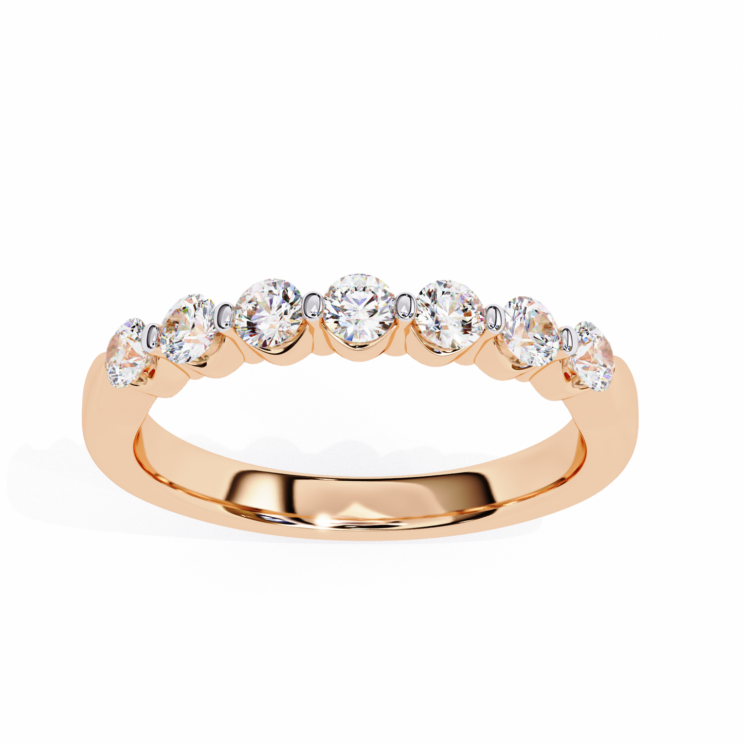 Seven Stone Round Lab Grown Diamond Half Eternity Band 14K Gold 0.52 Ctw