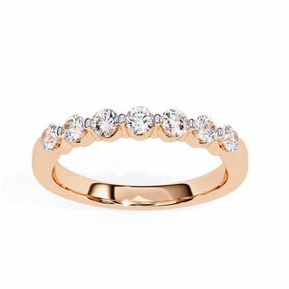 Seven Stone Round Lab Grown Diamond Half Eternity Band 14K Gold 0.52 Ctw