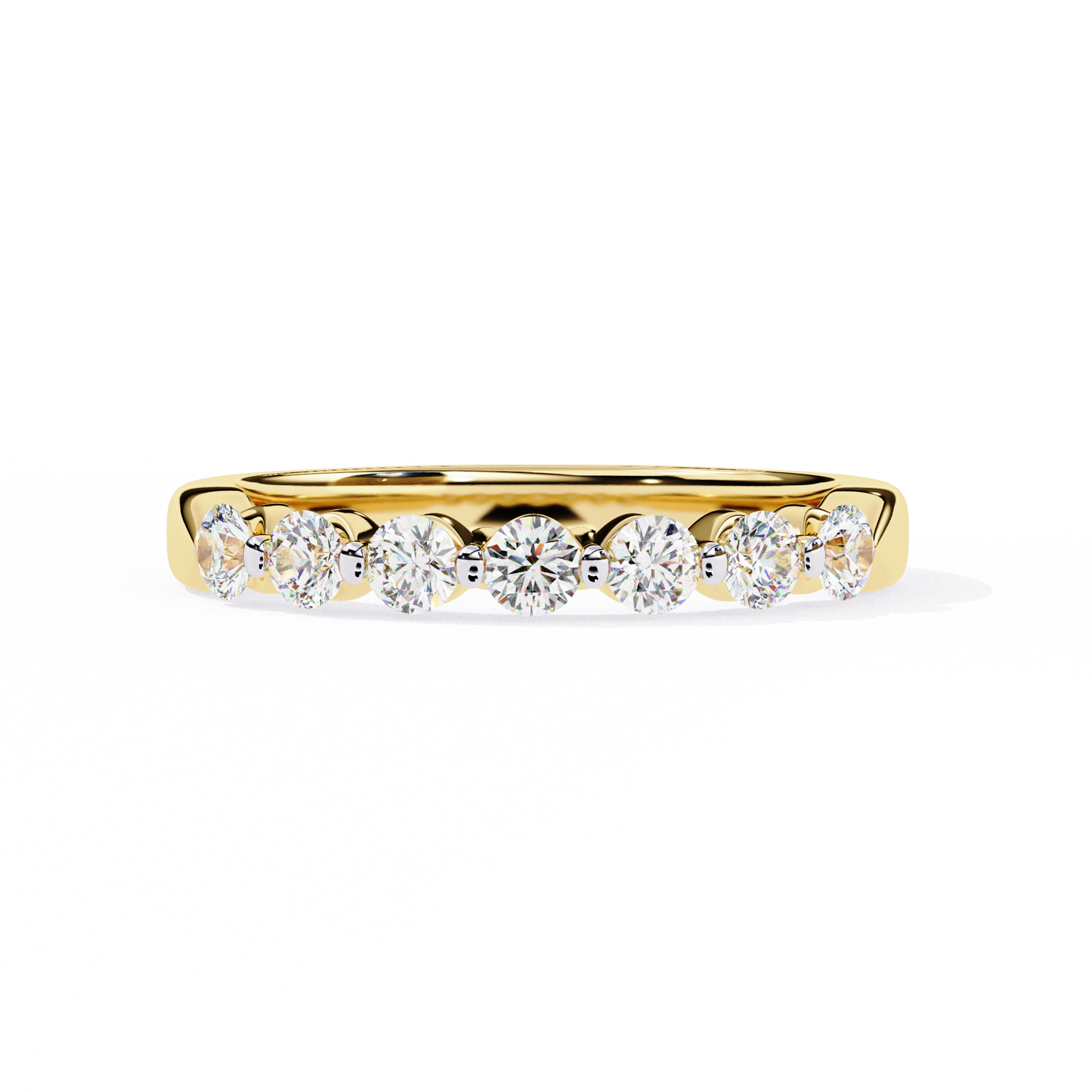 Seven Stone Round Lab Grown Diamond Half Eternity Band 14K Gold 0.52 Ctw